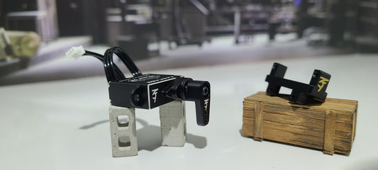 Cascade Servo shown with optional aluminum servo horn and brass Cascade servo mount