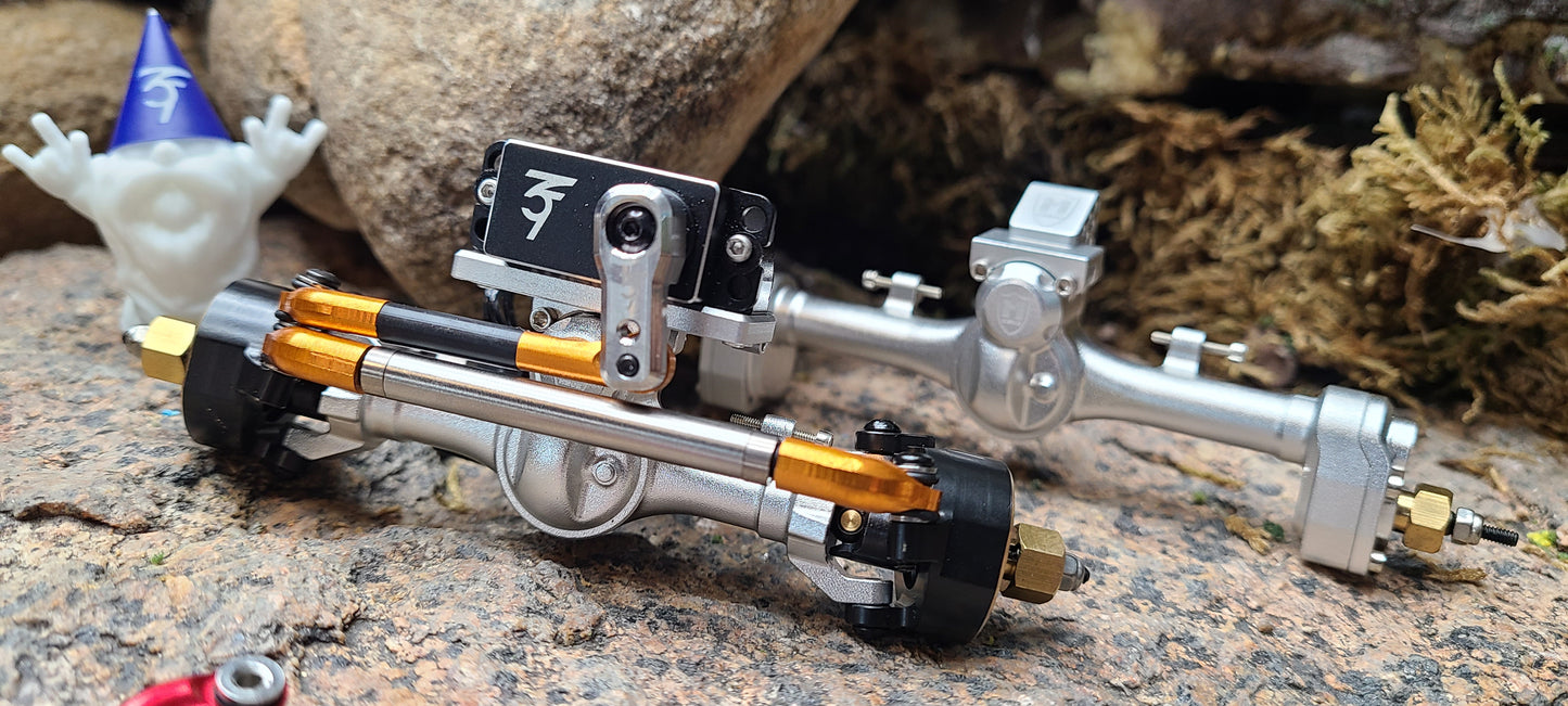 Shown installed on MEUS V2 axles and 3FLOW9 RC Torrent Servo and Stainless Steel Servo Horn are not included