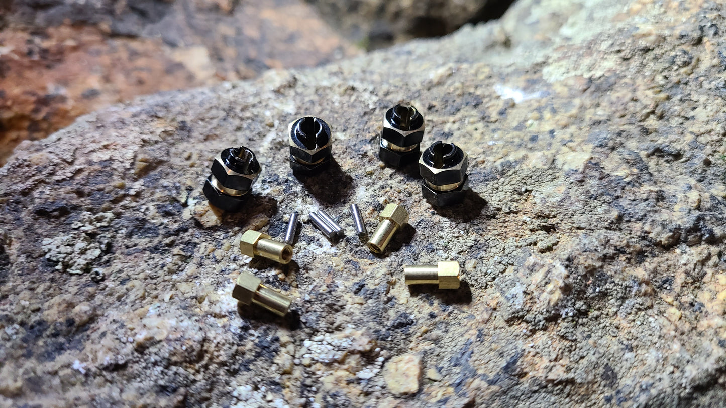 Brass hub extenders +4mm for SCX24 & AX24